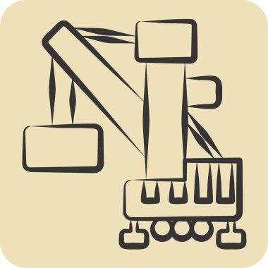 Icon Limanı Turnası. İnşaat araçları sembolüyle ilgili. El çizimi tarzı. Basit dizayn edilebilir. Basit resimleme