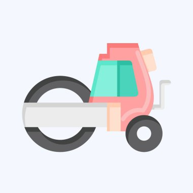 Icon Steamroller. İnşaat araçları sembolüyle ilgili. Düz stil. Basit dizayn edilebilir. Basit resimleme