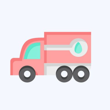 Simge Yakıt Kamyonu. İnşaat araçları sembolüyle ilgili. Düz stil. Basit dizayn edilebilir. Basit resimleme