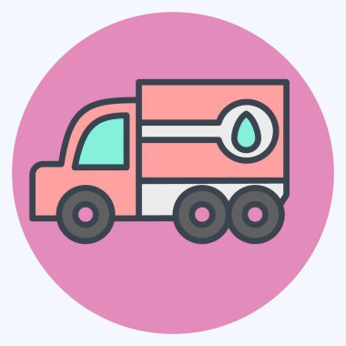 Simge Yakıt Kamyonu. İnşaat araçları sembolüyle ilgili. renk arkadaşı stili. Basit dizayn edilebilir. Basit resimleme