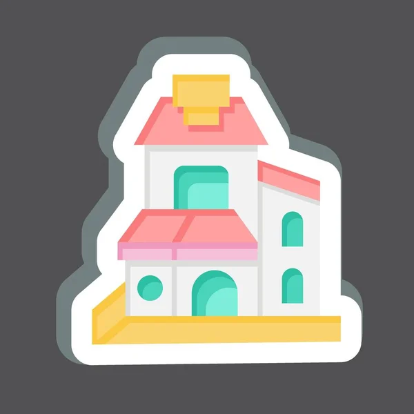 Sticker Duplex Lié Symbole Logement Conception Simple Modifiable Illustration Simple — Image vectorielle