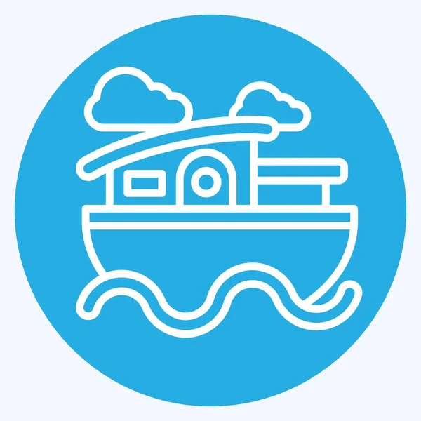 Icon House船与住宿象征有关 蓝眼睛风格 简单的设计可以编辑 简单的例子 — 图库矢量图片