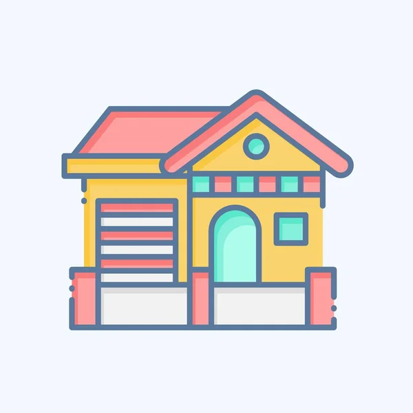 Icon Cottage Relacionado Com Símbolo Alojamentos Estilo Doodle Design Simples — Vetor de Stock