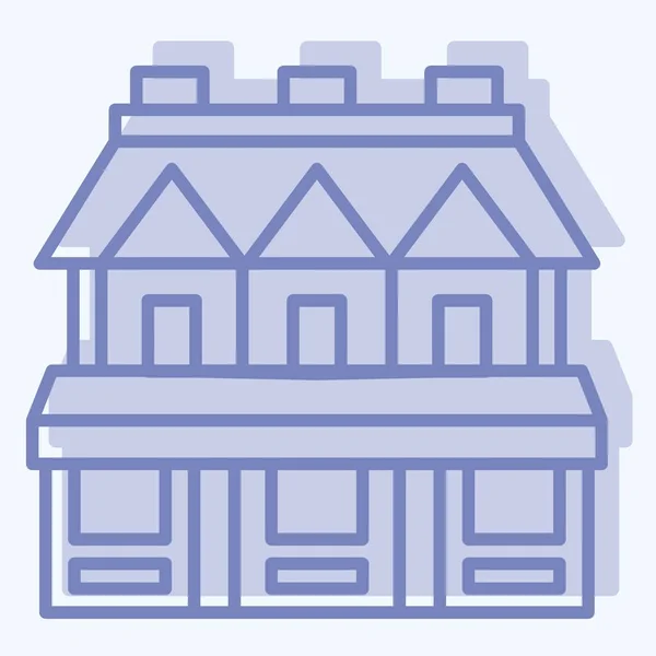 Icon Town House Související Symbolem Ubytování Dvoubarevný Styl Jednoduchý Design — Stockový vektor
