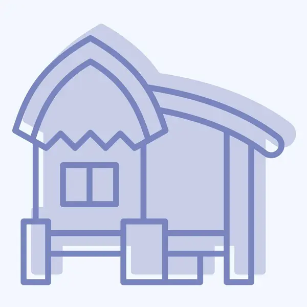 Ikoon Hut Gerelateerd Aan Het Symbool Accommodaties Twee Toonsstijl Eenvoudig — Stockvector