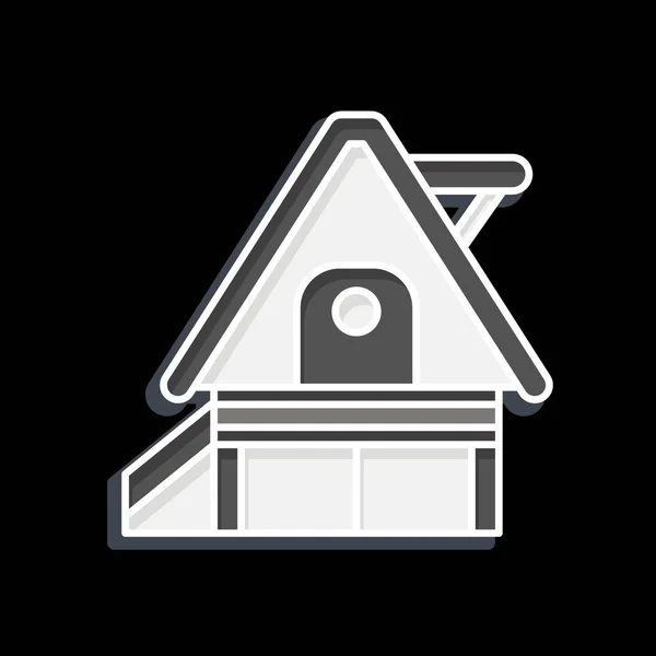 Icon Vacation Home Mit Dem Unterkunftssymbol Verbunden Hochglanzstil Einfaches Design — Stockvektor