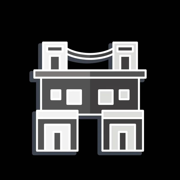 Icon Town Home Související Symbolem Ubytování Lesklý Styl Jednoduchý Design — Stockový vektor