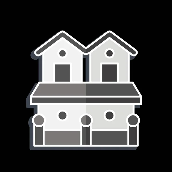 Icon Town House Relacionado Com Símbolo Alojamentos Estilo Brilhante Design —  Vetores de Stock