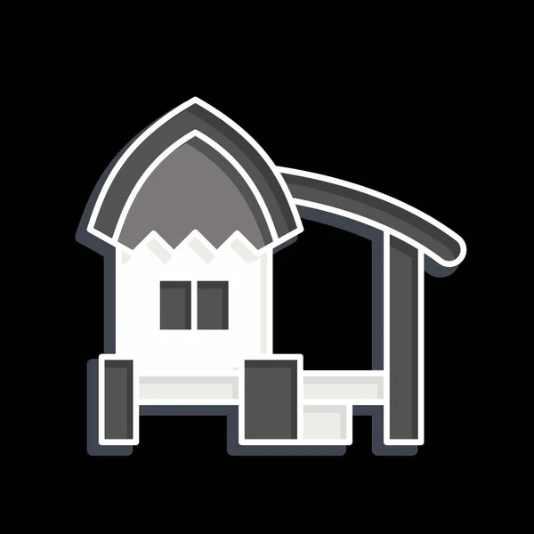 Icône Hut Lié Symbole Logement Style Brillant Conception Simple Modifiable — Image vectorielle