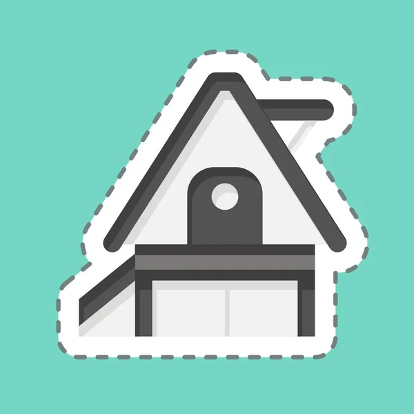 Sticker Line Cut Vacation Home Related Accommodations Symbol Simple Design — Stock Vector