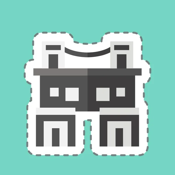 Sticker Line Cut Town Home Relacionado Con Símbolo Alojamiento Diseño — Archivo Imágenes Vectoriales
