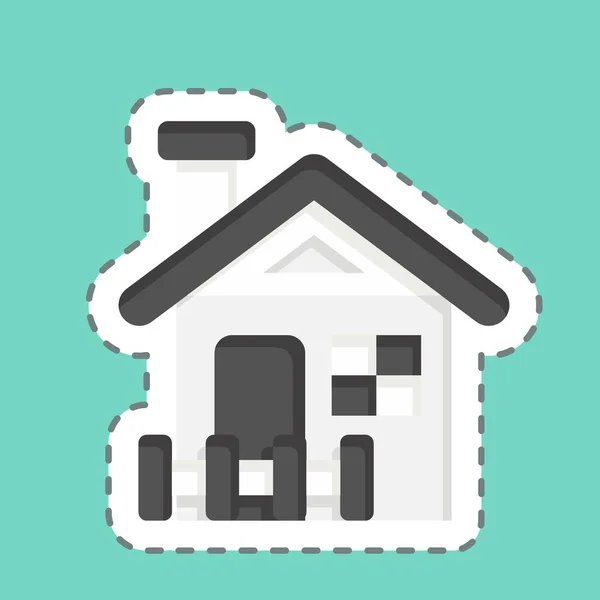 Sticker Line Cut Cabin Related Accommodations Symbol Simple Design Editable — Stock Vector