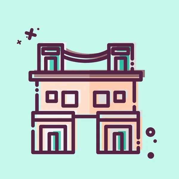 Icon Town Home Mit Dem Unterkunftssymbol Verbunden Mbe Stil Einfaches — Stockvektor