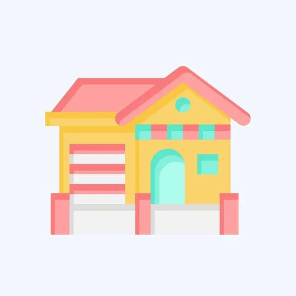 Icon Cottage Relacionado Com Símbolo Alojamentos Estilo Plano Design Simples — Vetor de Stock