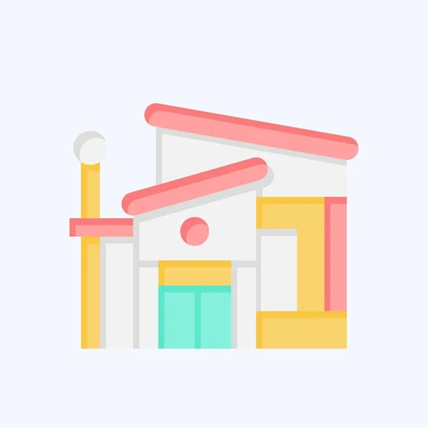 Icône Bungalow Lié Symbole Logement Style Plat Conception Simple Modifiable — Image vectorielle