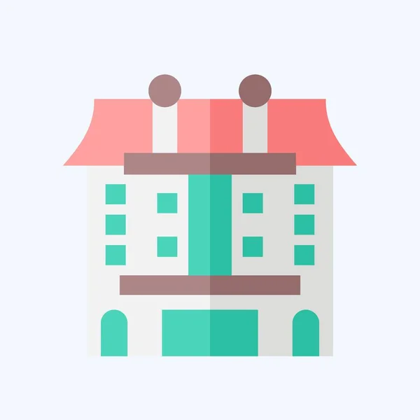 Icon Appartement Mit Dem Unterkunftssymbol Verbunden Flachen Stil Einfaches Design — Stockvektor
