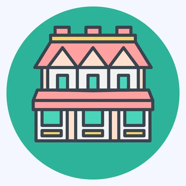 Icono Town House Relacionado Con Símbolo Alojamiento Estilo Mate Color — Vector de stock