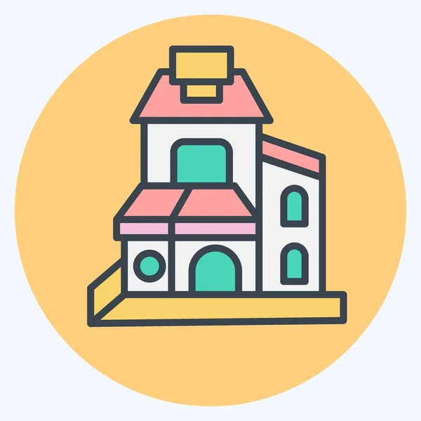 Icon Duplex Отношению Символу Accommodations Цвет Мат Стиль Простой Дизайн — стоковый вектор