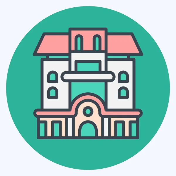 Icon Eigentumswohnung Mit Dem Unterkunftssymbol Verbunden Farbe Mate Stil Einfaches — Stockvektor