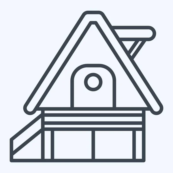 Icône Maison Vacances Lié Symbole Logement Style Ligne Conception Simple — Image vectorielle