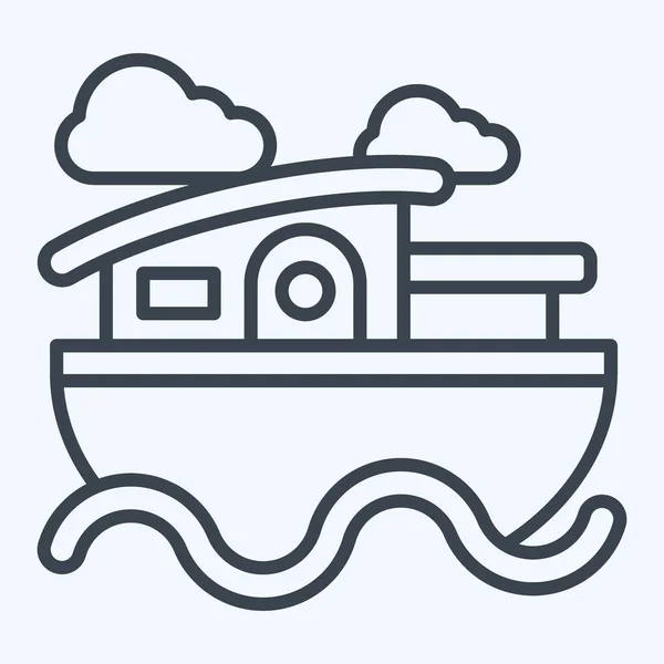 Simge Evi Teknesi Konaklama Sembolüyle Ilgili Sıra Tarzı Basit Dizayn — Stok Vektör