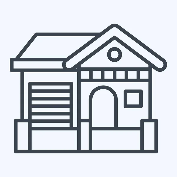 Symbolhaus Mit Dem Unterkunftssymbol Verbunden Linienstil Einfaches Design Editierbar Einfache — Stockvektor