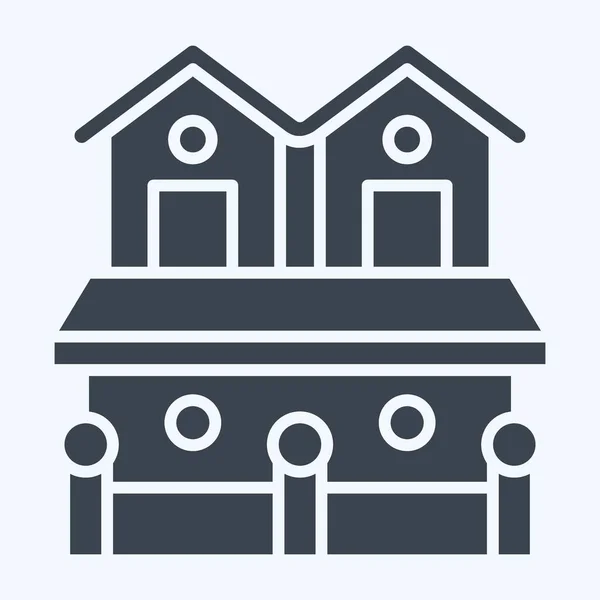 Icon Town House Relacionado Com Símbolo Alojamentos Estilo Glifo Design —  Vetores de Stock