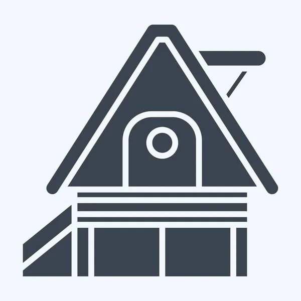 在度假之家 与住宿象征有关 格瑞普风格 简单的设计可以编辑 简单的例子 — 图库矢量图片