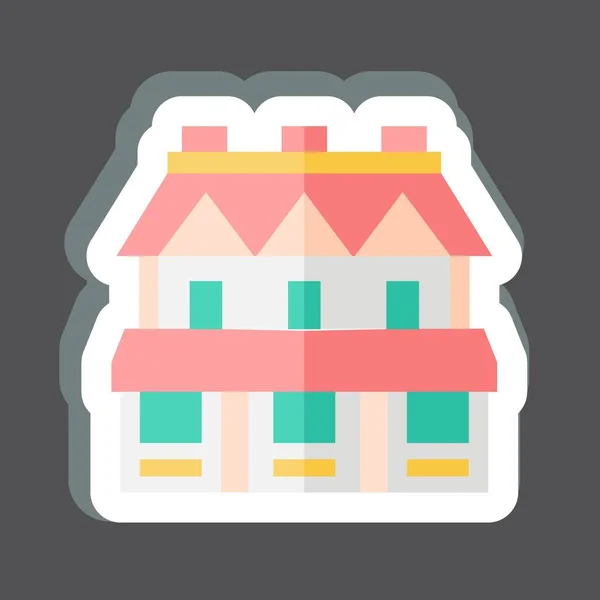 Sticker Maison Ville Lié Symbole Logement Conception Simple Modifiable Illustration — Image vectorielle