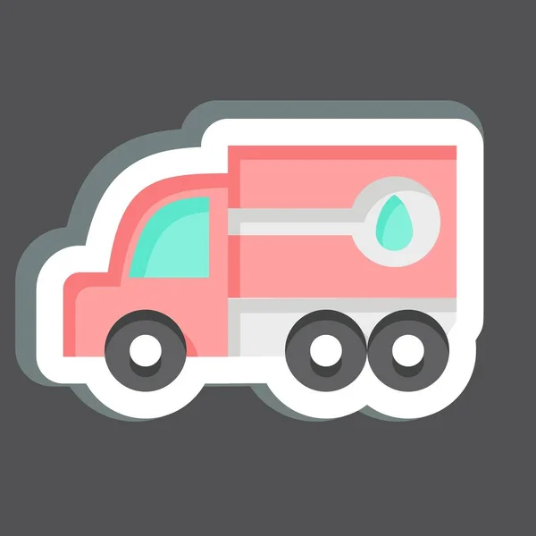 Brandstofwagen Met Sticker Gerelateerd Aan Bouwvoertuigen Symbool Eenvoudig Ontwerp Bewerkbaar — Stockvector