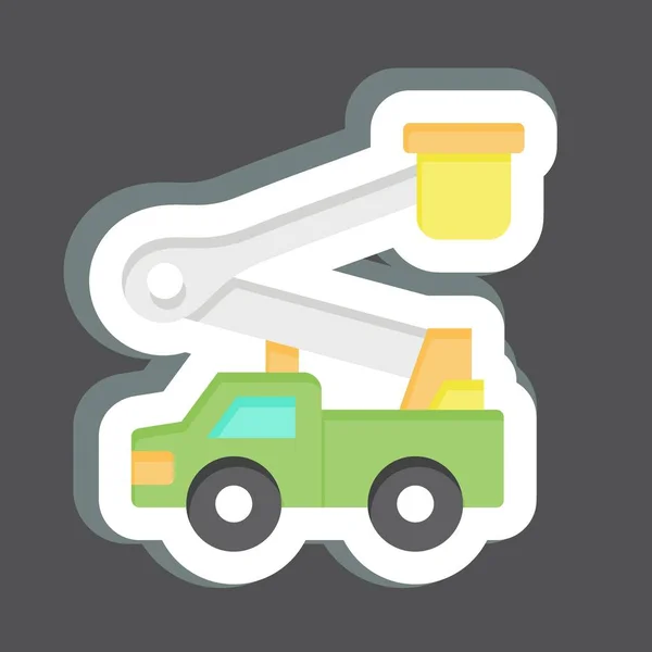 Наклейка Ковшова Вантажівка Пов Язані Символом Будівельних Машин Простий Дизайн — стоковий вектор