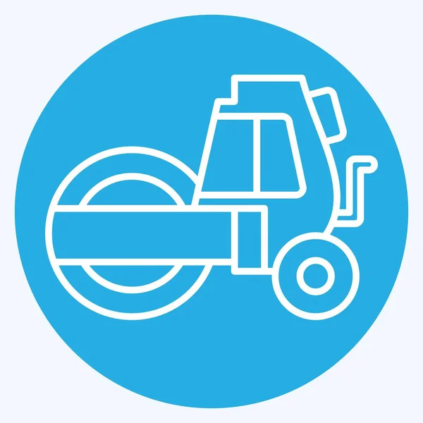 Icona Steamroller Relativi Simbolo Dei Veicoli Costruzione Occhi Azzurri Design — Vettoriale Stock