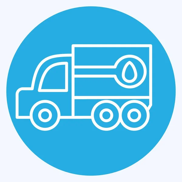 Icon燃料卡车 与建筑车辆符号有关 蓝眼睛风格 简单的设计可以编辑 简单的例子 — 图库矢量图片