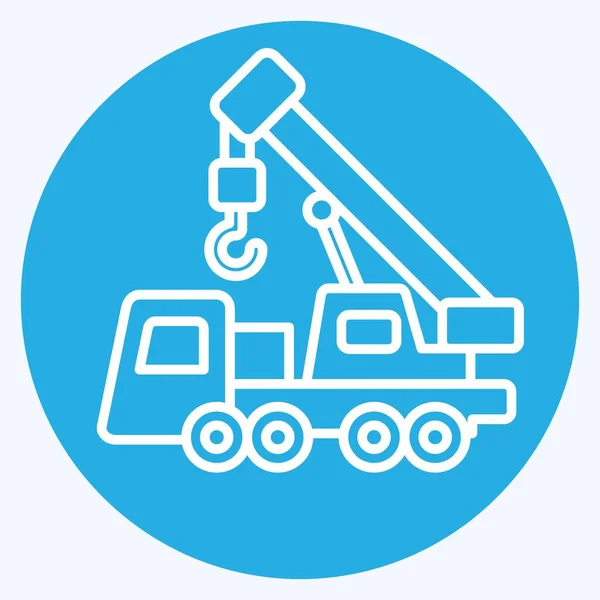 Ikone Kranich Zusammenhang Mit Baufahrzeugen Symbol Blaue Augen Einfaches Design — Stockvektor