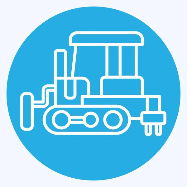 Ikone Bulldozer Zusammenhang Mit Baufahrzeugen Symbol Blaue Augen Einfaches Design — Stockvektor