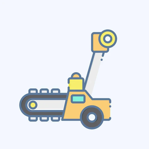Icon Trencher Related Construction Vehicles Symbol Doodle Style Simple Design — Stock Vector