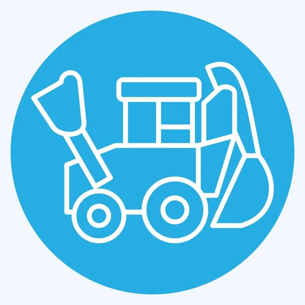 Ikone Bagger Zusammenhang Mit Baufahrzeugen Symbol Blaue Augen Einfaches Design — Stockvektor