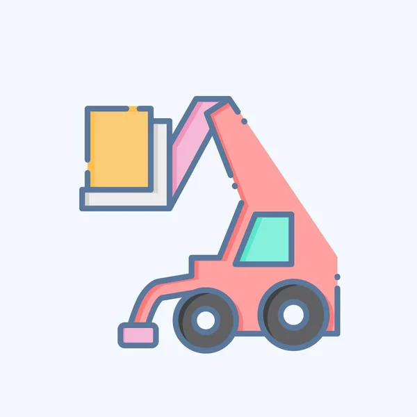 Icon Telehandler Relacionado Com Símbolo Veículos Construção Estilo Doodle Design — Vetor de Stock