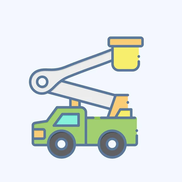 Icon Bucket卡车 与建筑车辆符号有关 涂鸦风格 简单的设计可以编辑 简单的例子 — 图库矢量图片