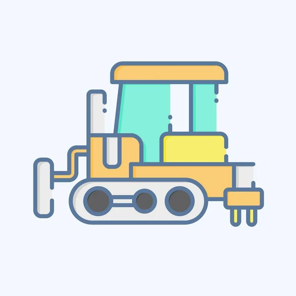 Icon Bulldozer Terkait Dengan Simbol Kendaraan Konstruksi Gaya Corat Coret - Stok Vektor