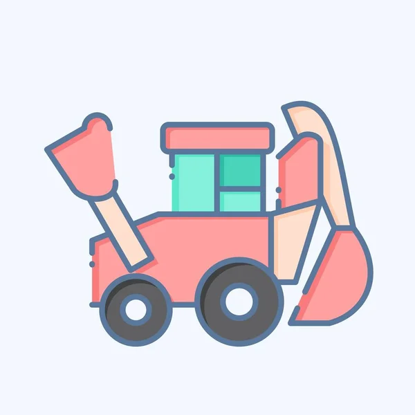 Icon Backhoe Related Construction Vehicles Symbol Doodle Style Simple Design — Stock Vector