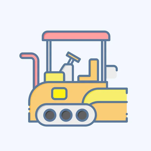 Icon Asphalt Paver Related Construction Vehicles Symbol Doodle Style Simple — Stock Vector