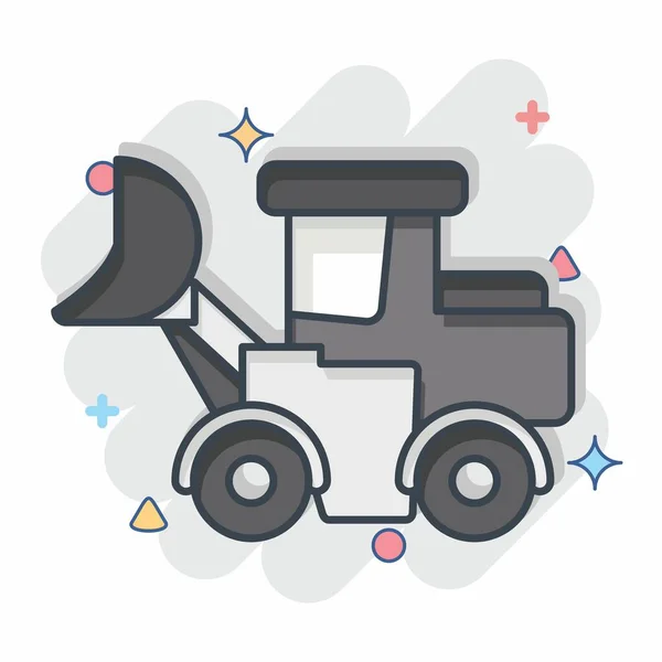 Icon Loader Truck Related Construction Vehicles Symbol Comic Style Simple — Stock Vector