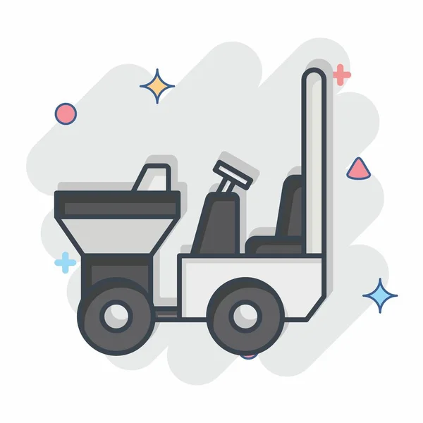Ikone Dumper Zusammenhang Mit Baufahrzeugen Symbol Comic Stil Einfaches Design — Stockvektor