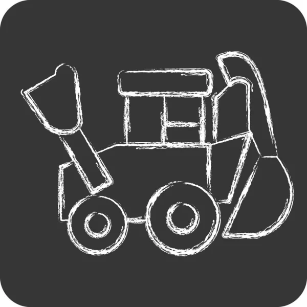 Icon Backhoe Related Construction Vehicles Symbol Chalk Style Simple Design — Stock Vector