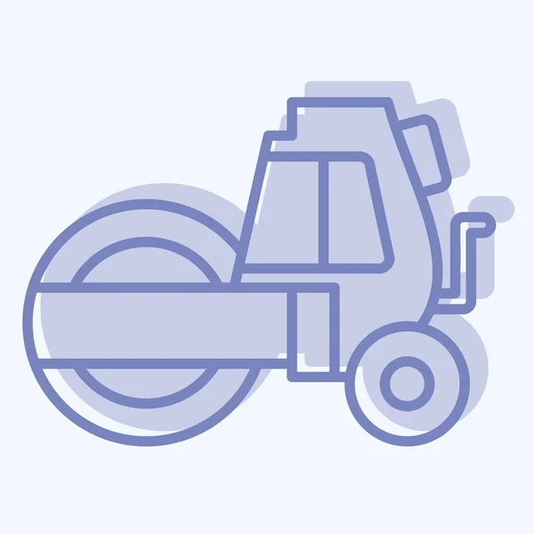 Icon Steamroller Related Construction Vehicles Symbol Two Tone Style Simple — Stock Vector