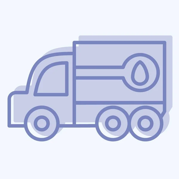 Icon燃料卡车 与建筑车辆符号有关 双音风格 简单的设计可以编辑 简单的例子 — 图库矢量图片