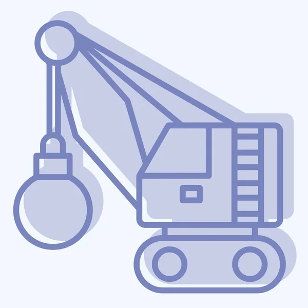 Icon Demolition Crane Relacionado Con Símbolo Vehículos Construcción Estilo Dos — Vector de stock