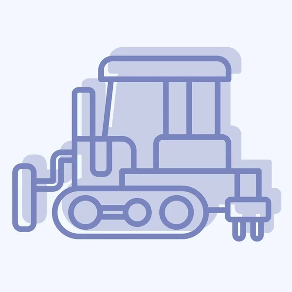 Buldożer Ikon Związane Symbolem Pojazdów Budowlanych Styl Dwutonowy Prosty Projekt — Wektor stockowy