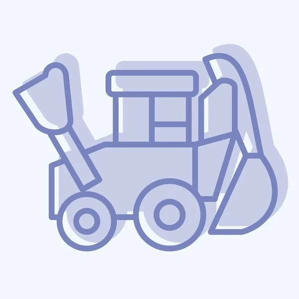 Koparka Ikony Związane Symbolem Pojazdów Budowlanych Styl Dwutonowy Prosty Projekt — Wektor stockowy